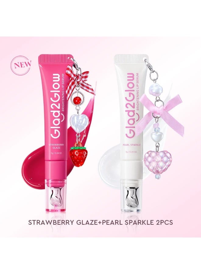 GLAD2GLOW Brightening Charm Lip Serum 01 Strawberry Glaze & 04 Pearl Sparkle – 7g Each (Set of 2) - Image 1